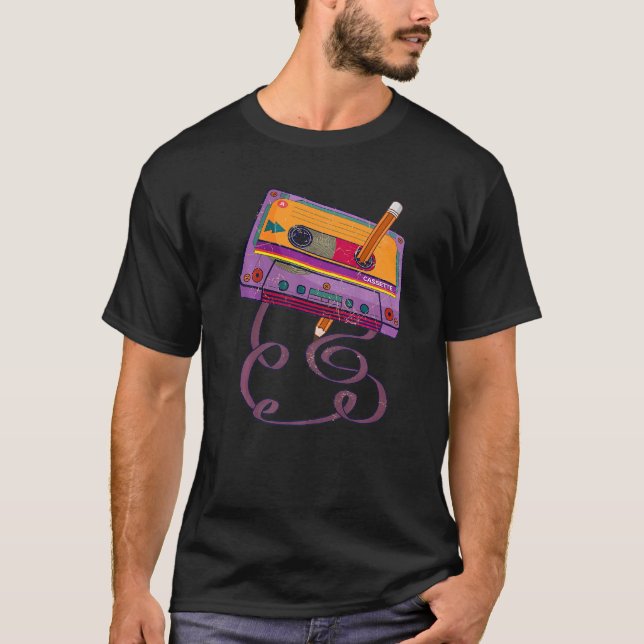 Camiseta Lápiz de cinta cassette de los años 80 de la décad (Anverso)