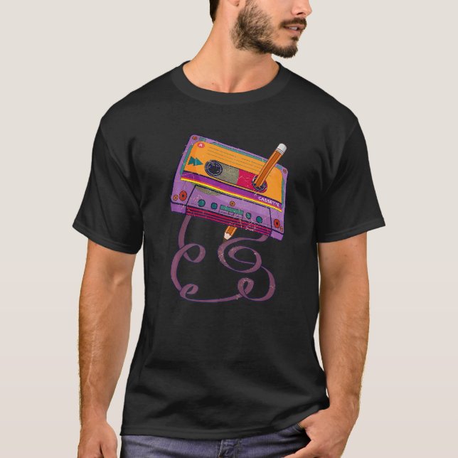 Camiseta Lápiz de cinta cassette de los años 80 de la décad (Anverso)