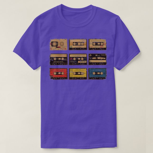 Camiseta Lápiz de cinta de cassette de época 70s Mezcla de  (Diseño del anverso)