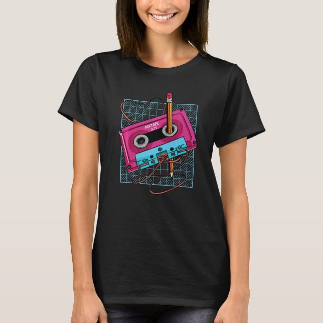 Camiseta Lápiz de cinta de cassette de época 70s Mezcla de  (Anverso)