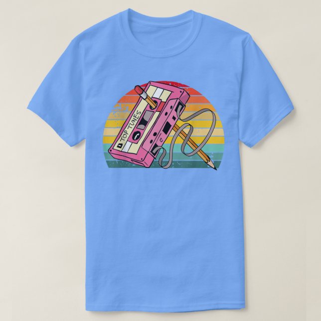 Camiseta Lápiz de cinta de cassette retro de época 70's 80' (Diseño del anverso)