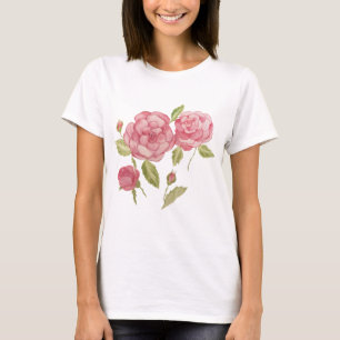 Camiseta Lápiz de dibujo manual de rosas rosas rosas rosas 