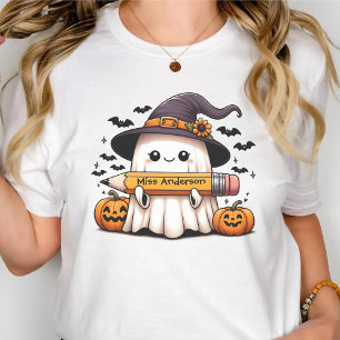 Camiseta Lápiz de fantasma lindo de Halloween para maestros