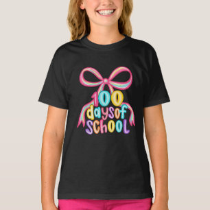 Camiseta Lápiz de lazo de leopardo de 100 días de escuela