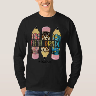 Camiseta Lápiz de leopardo de quinto grado Enseñanza de qui
