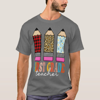 Camiseta Lápiz De Leopardo Funny De Primer Grado Del Profes
