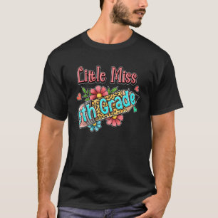 Camiseta Lápiz de leopardo Pequeña Miss 5º Grado De Vuelta 