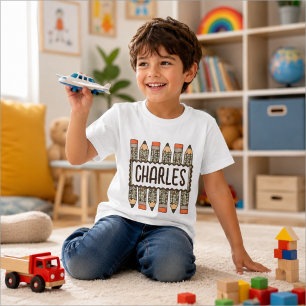 Camiseta Lápiz de nombre personalizado para volver al coleg