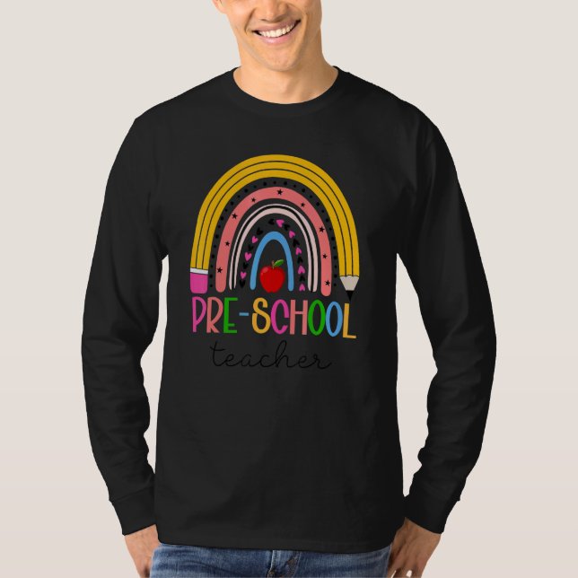 Camiseta Lápiz de vida del profesor de preescolar Rainbow d (Anverso)