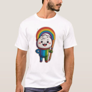 Camiseta Lápiz feliz dibujando arcoiris