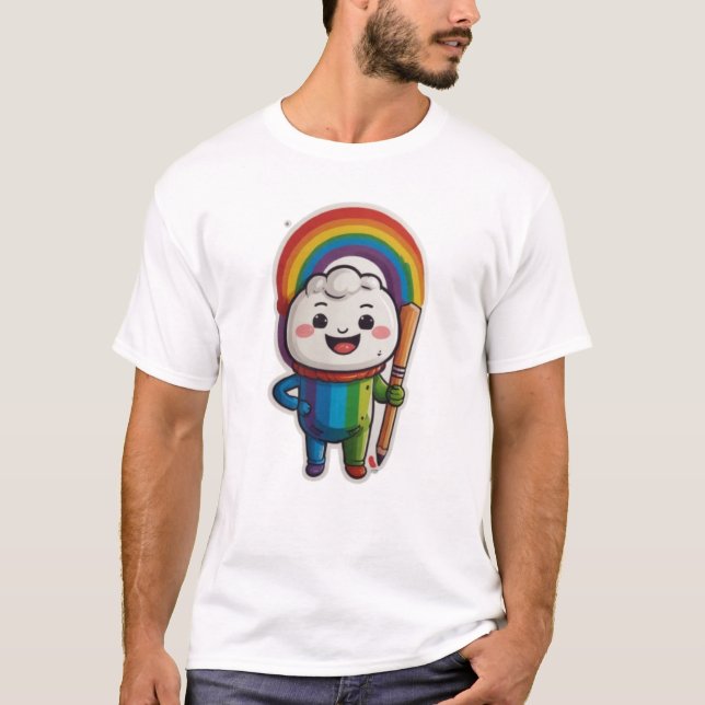 Camiseta Lápiz feliz dibujando arcoiris (Anverso)