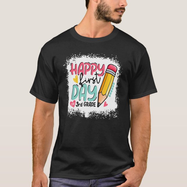 Camiseta Lápiz Feliz Primer Día De Profesores De 3er Grado  (Anverso)