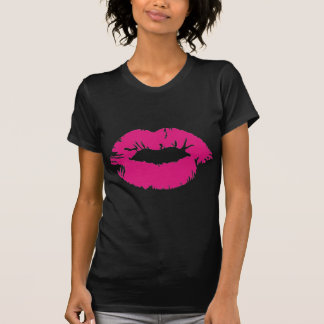 Camiseta Lápiz labial rosado del fruncido