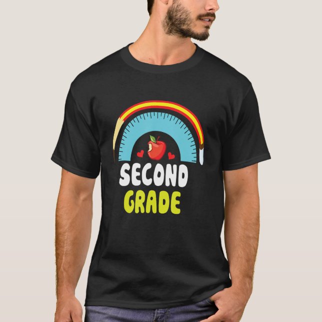 Camiseta Lápiz Regla Arcoiris Segundo Grado Profesor B (Anverso)