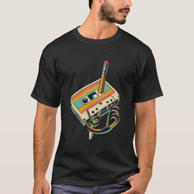 Camiseta Lápiz Rewind Cassette Old School Music Lover Part (Anverso)