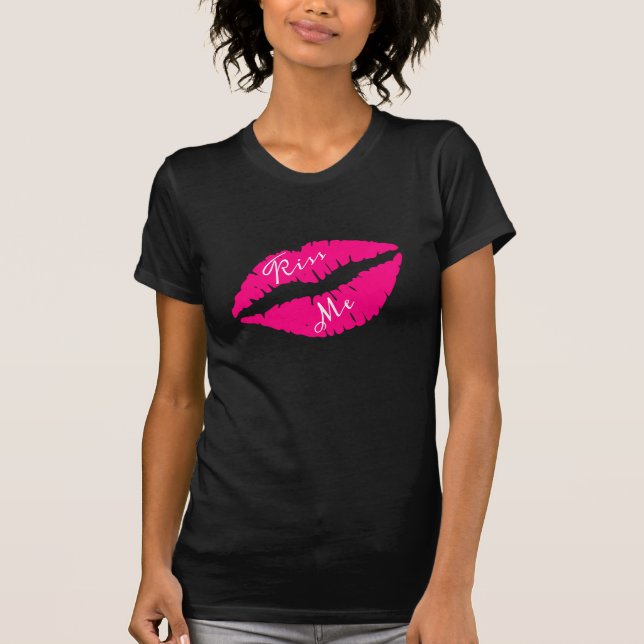 Camiseta Lápiz rosa me besa el eslogan arte pop (Anverso)