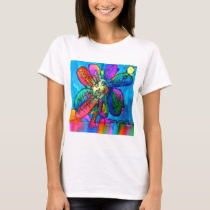 Camiseta Lápiz rosa y azul y tinta para niños de Flores Fel