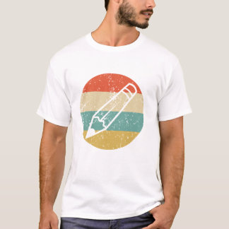 Camiseta Lápiz Silhouette Retro Maestra de Escuela Larga Ma