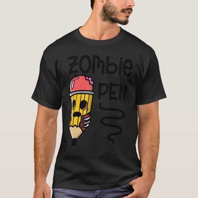 Camiseta Lápiz Zombie Halloween Fiesta de Terror (Anverso)
