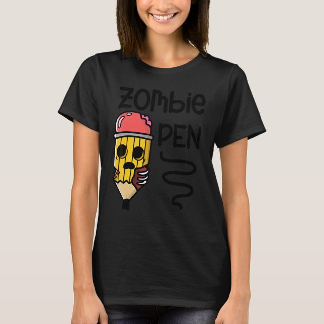 Camiseta Lápiz Zombie Halloween Fiesta de Terror (Anverso)
