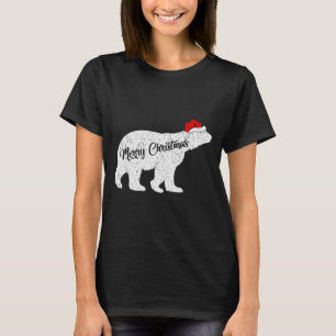 Camiseta Lar Bear Amante de los Animales Navidad Gorro de S