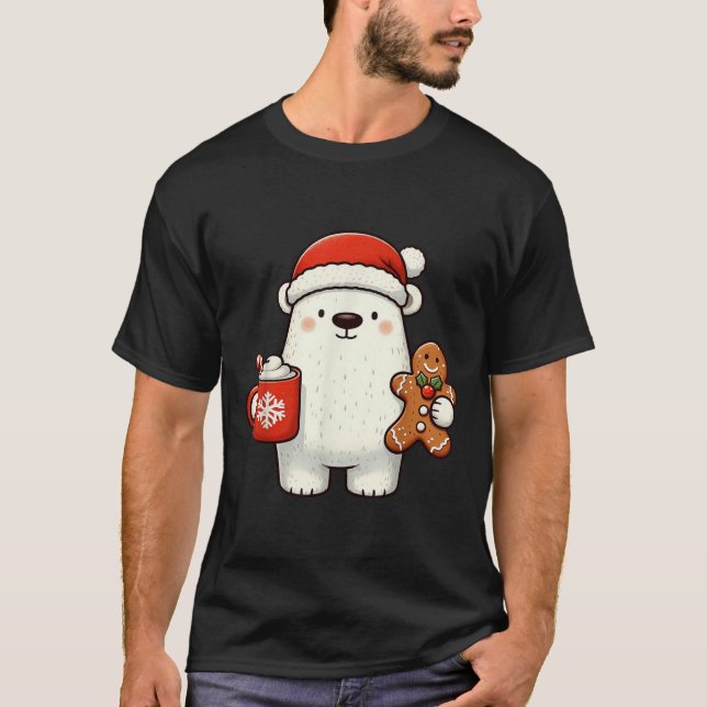 Camiseta Lar Bear Santa Hat Christmas Holiday Xmas Coffee C (Anverso)
