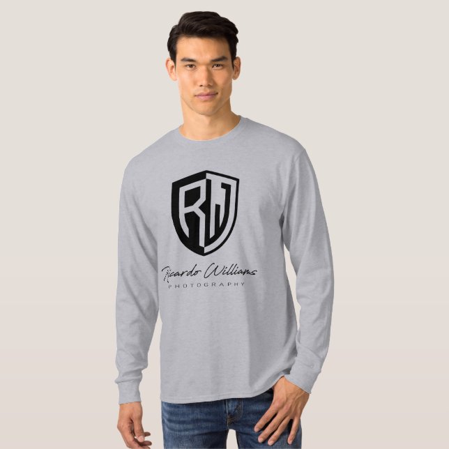 Camiseta larga básica de la manga de los hombres (Anverso completo)
