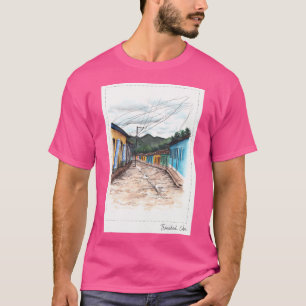 Camiseta Larga calle cubana pintada a mano