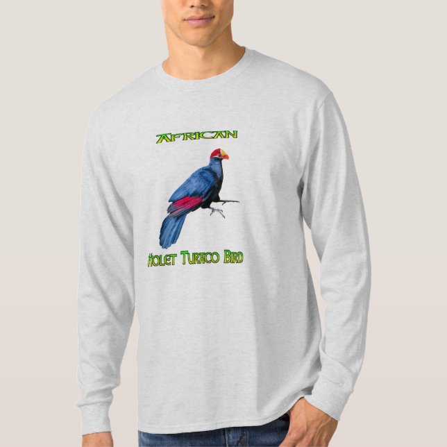Camiseta larga de ave violeta turaco africana (Anverso)