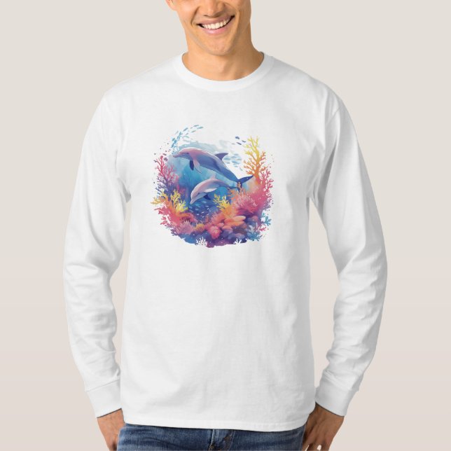 Camiseta larga de delfín mular (Anverso)