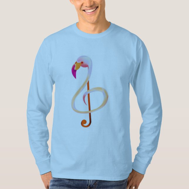 Camiseta larga de la manga de la nota de la música (Anverso)