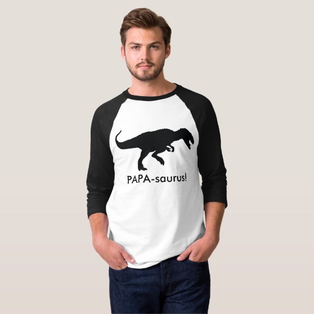 Camiseta larga de la manga de la Papá-saurus (Anverso completo)