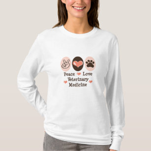 Camiseta larga de la manga de la veterinaría del