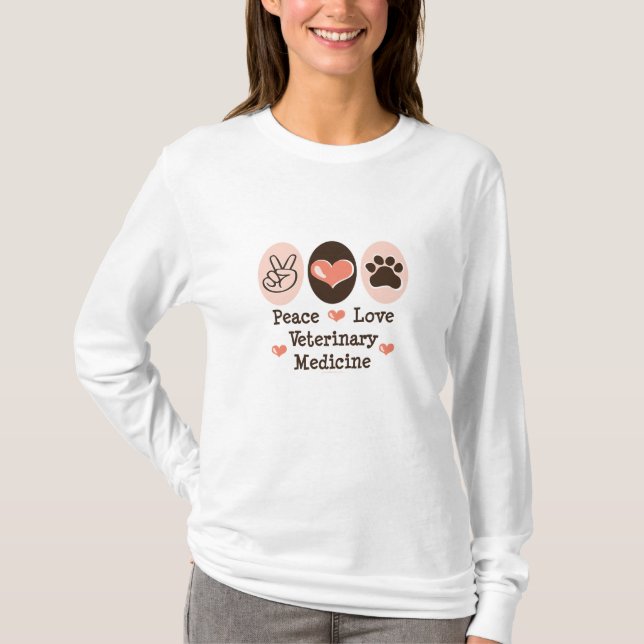 Camiseta larga de la manga de la veterinaría del (Anverso)