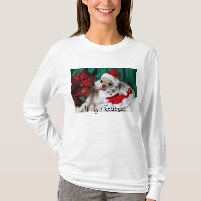 Camiseta larga de la manga de las Felices Navidad (Anverso)