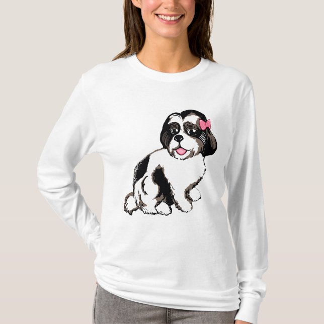 Camiseta larga de la manga de las mujeres del (Anverso)