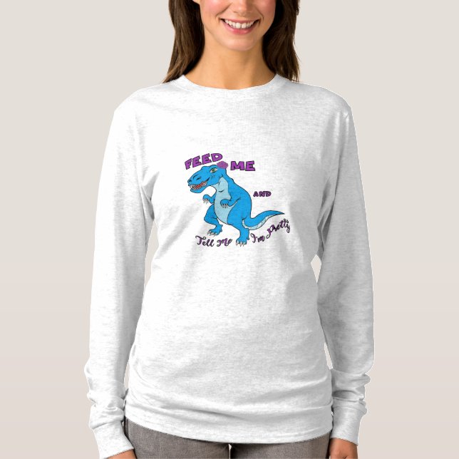 Camiseta larga de la manga de las mujeres - T-Rex (Anverso)