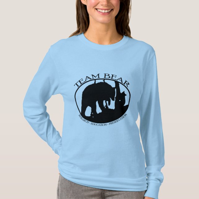 Camiseta larga de la manga de las señoras del oso (Anverso)