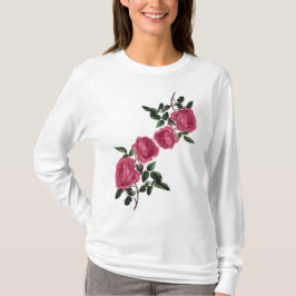 Camiseta larga de la manga de los rosas de color