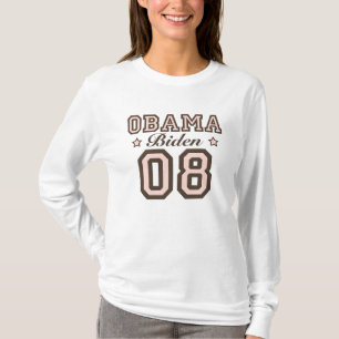 Camiseta larga de la manga de Obama Biden 08