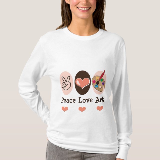 Camiseta larga de la manga del arte del amor de la (Anverso)