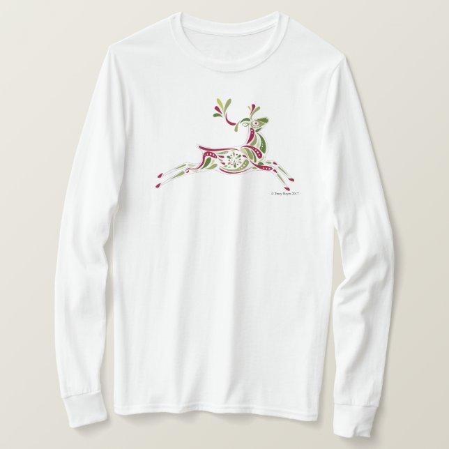Camiseta larga de la manga del día de fiesta del (Anverso del diseño)