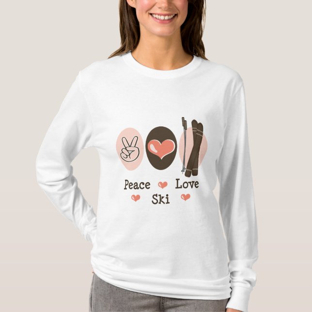 Camiseta larga de la manga del esquí del amor de (Anverso)