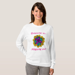 Camiseta larga de la manga del flower power