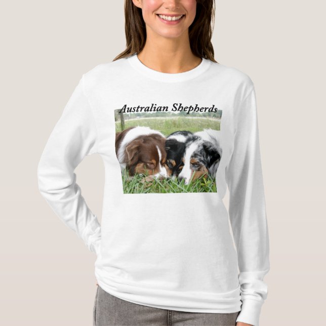 Camiseta larga de la manga del pastor australiano (Anverso)