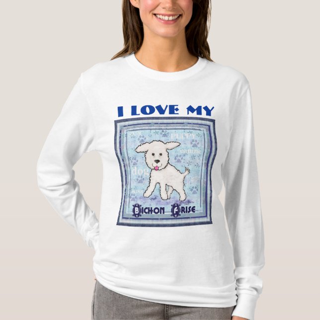 Camiseta larga de la manga del perro de Bichon (Anverso)