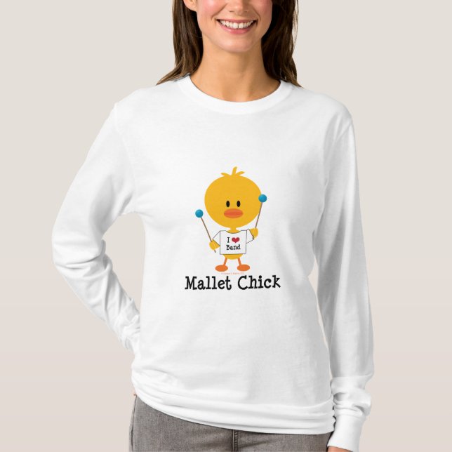Camiseta larga de la manga del polluelo del mazo (Anverso)