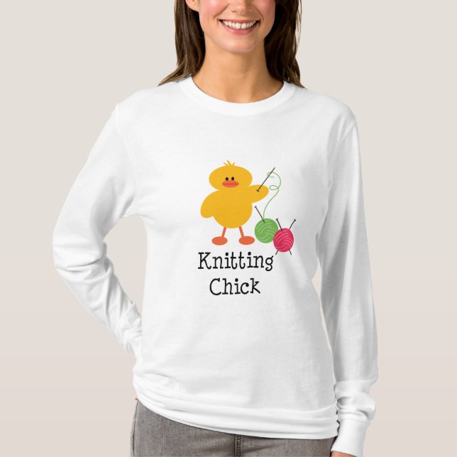 Camiseta larga de la manga del polluelo que hace (Anverso)