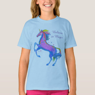 Camiseta larga de la manga del unicornio de los