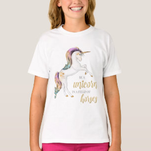 Camiseta larga de la manga del unicornio mágico